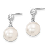 Sophia Jewelers Sterling Silver CZ Dangle Earrings with Shell Pearls Elegant Gift Ready